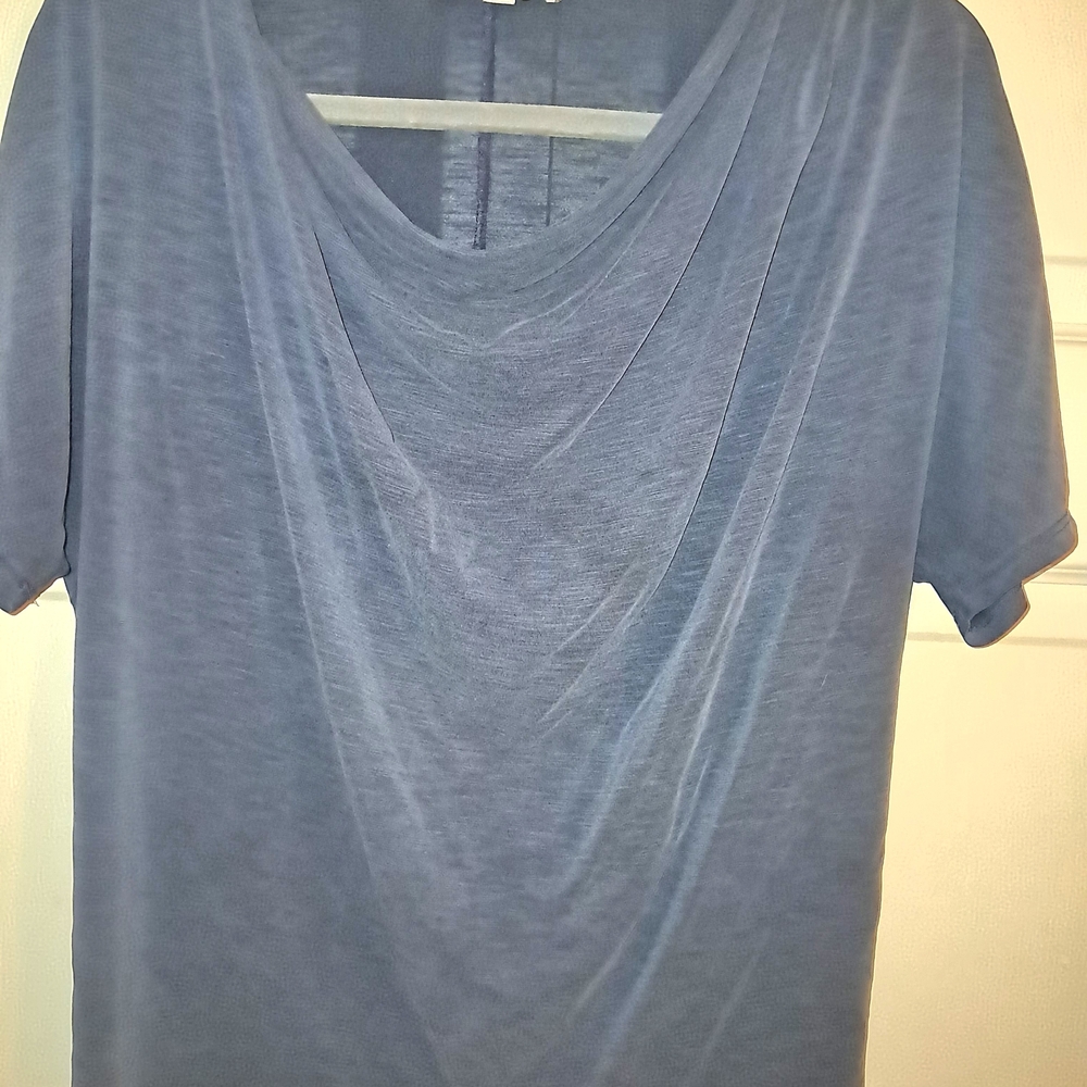 Elegant Blue Drape Neck Top